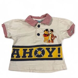 Vintage Winnie The Pooh Tigger Ahoy Toddler Polo Shirt 18M Disney Baby